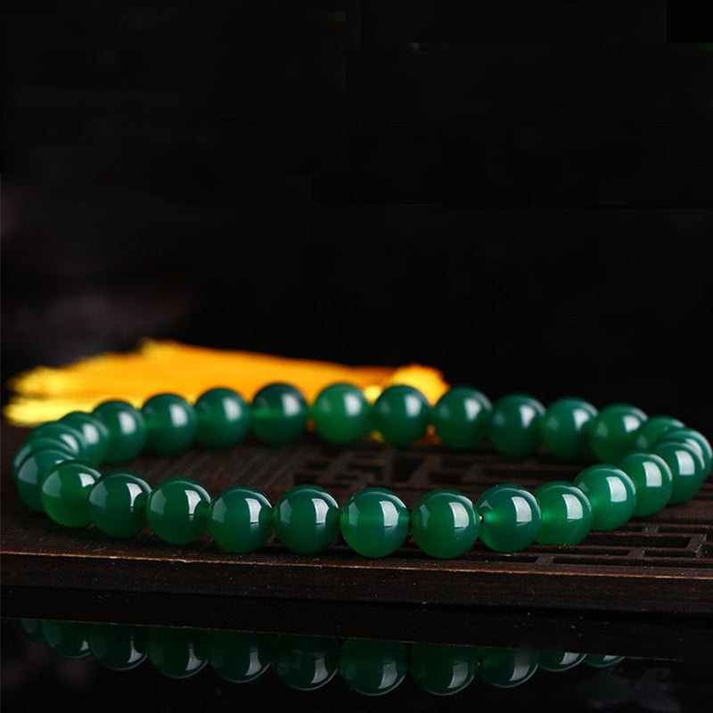 Nimara Ritual Natural Green Agate Wrist Mala Power Tassels Pocket Mala Car Decoration