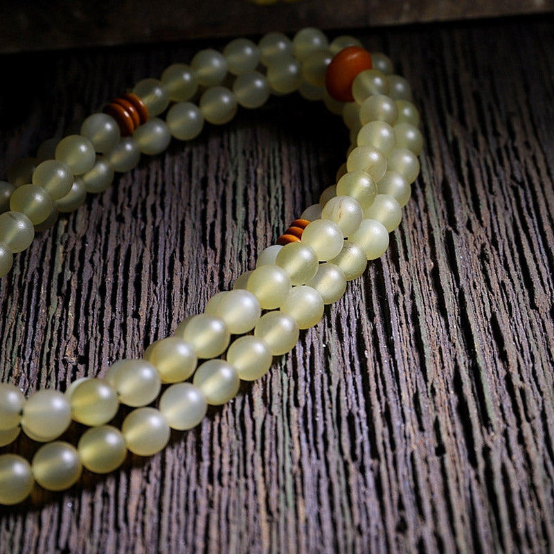 Nimara Ritual 108 Mala Beads Tibet Sheep Horn Amber Luck Bracelet