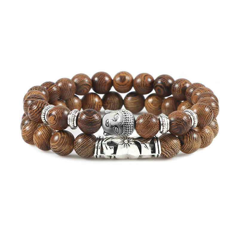 Nimara Ritual 2Pcs Natural Crystal Agate Buddha Protection Bracelet