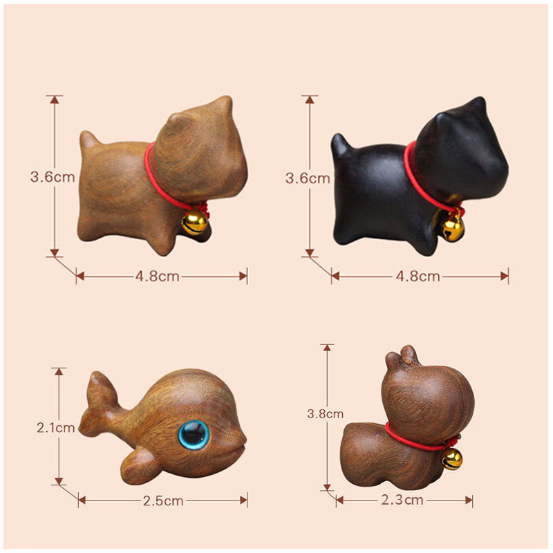 Nimara Ritual Green Sandalwood Small Leaf Red Sandalwood Cute Cat Animals Soothing Peace Decoration