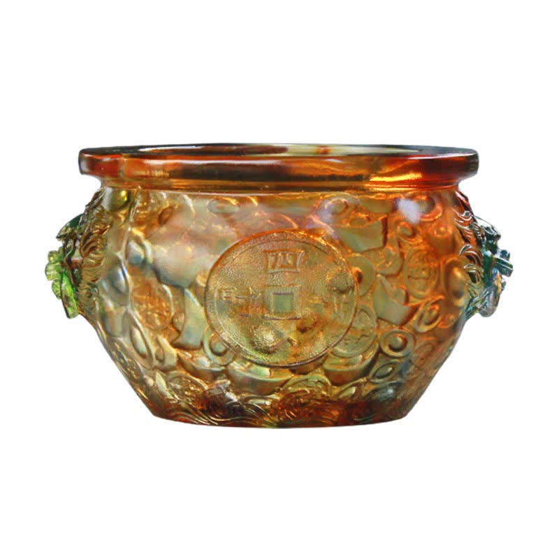 Nimara Ritual Handmade Liuli Crystal Treasure Bowl Art Piece Home Decoration