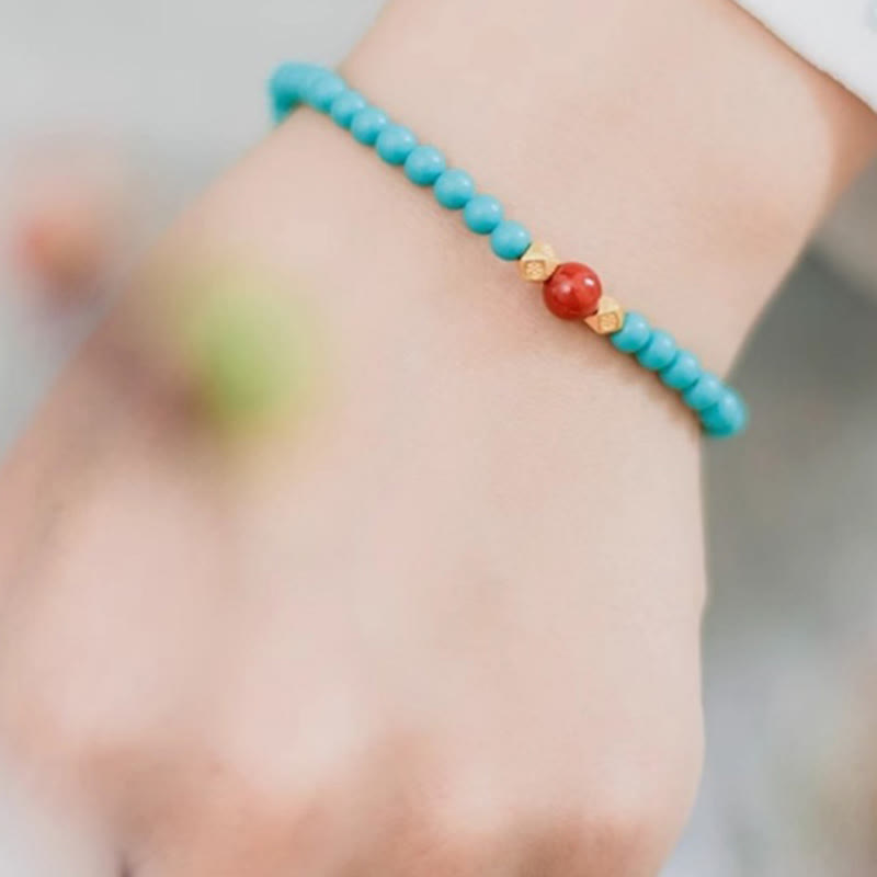 Nimara Ritual Turquoise Red Agate Beaded Protection Bracelet
