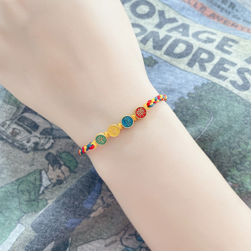 Nimara Ritual Handmade Dunhuang Color Thread Peace And Joy Protection Braid String Bracelet