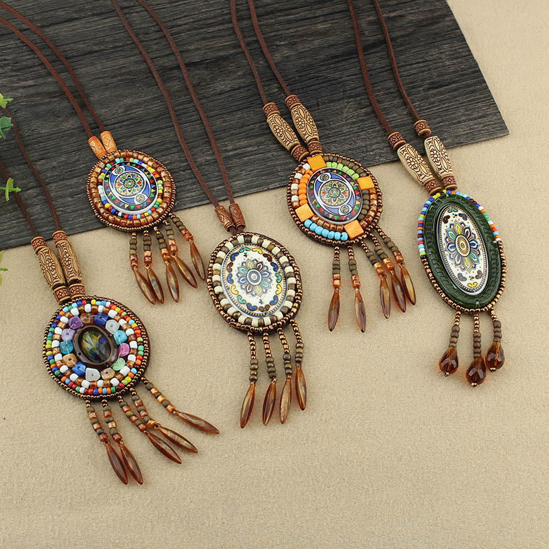 Nimara Ritual Mandala Pattern Beads Creativity Necklace Pendant