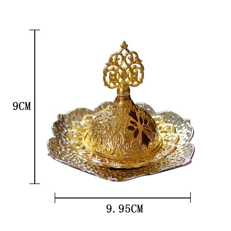 Nimara Ritual Gold Leaf Coaster Spiritual Mini Alloy Metal Incense Burner