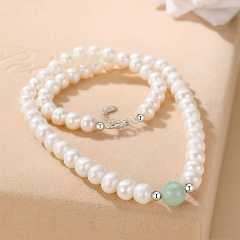Nimara Ritual 925 Sterling Silver Natural Pearl Jade Healing Necklace Bracelet Earrings With Gift Box