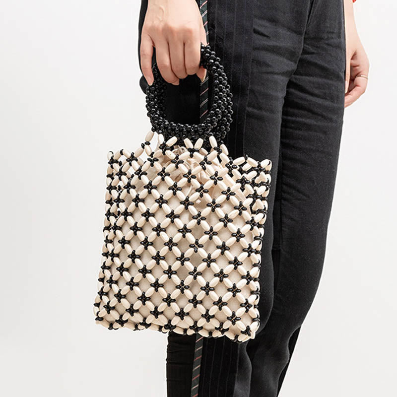 Nimara Ritual Hand-woven Lozenge Wooden Beads Handbag