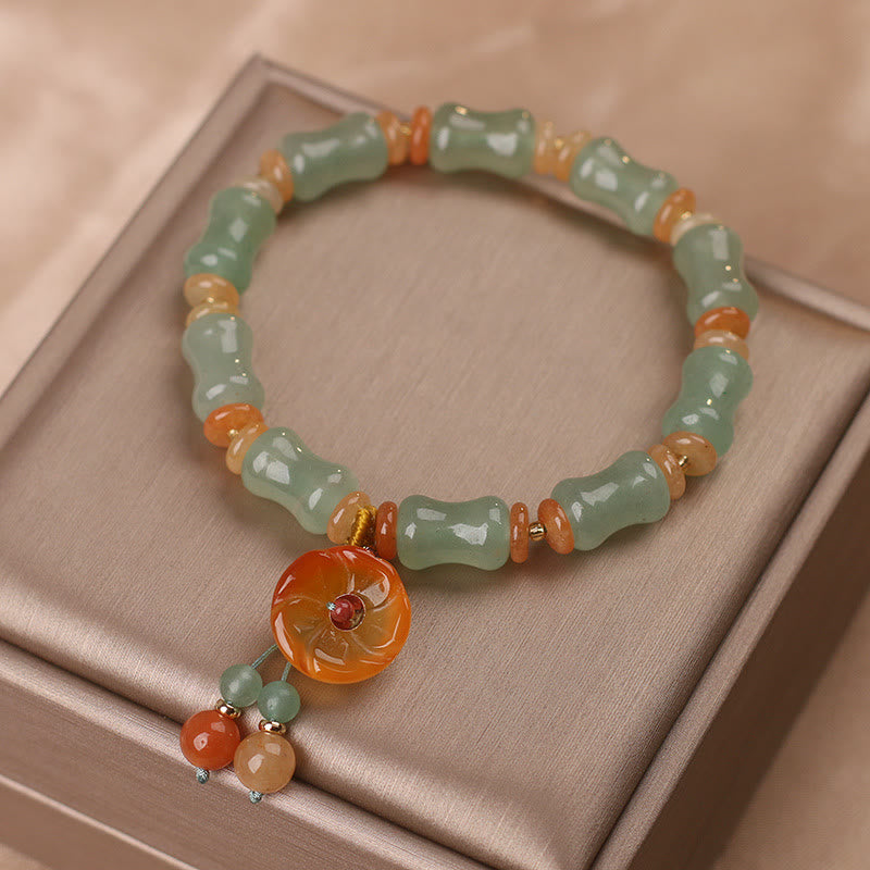 Nimara Ritual Natural Jade Bamboo Flower Pattern Luck Bracelet