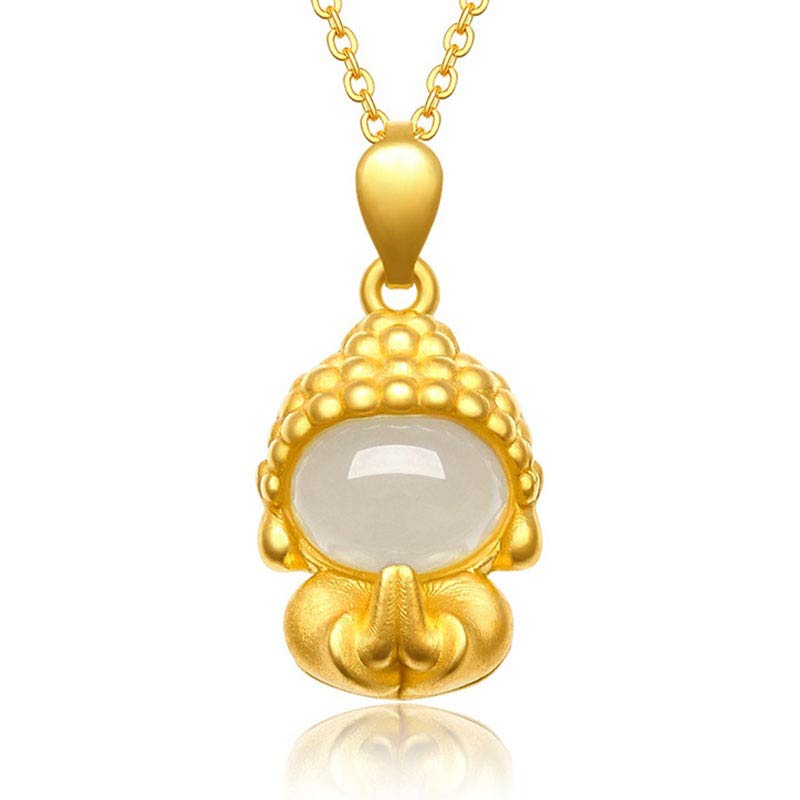 Nimara Ritual White Jade Buddha Success Pendant Necklace