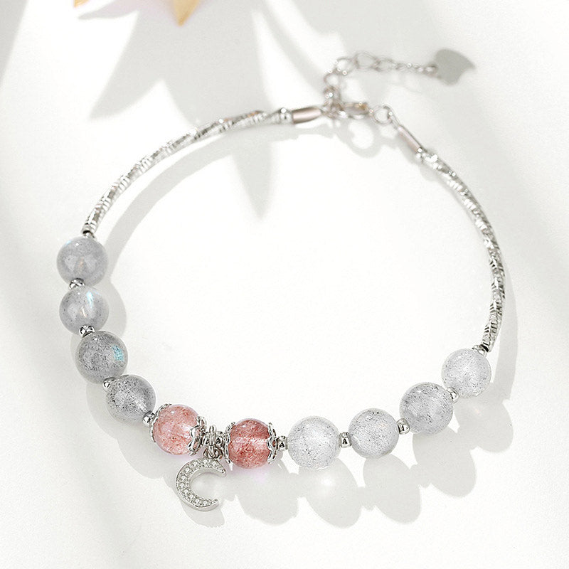 Nimara Ritual Strawberry Quartz Moonstone Luck Moon Charm Bracelet