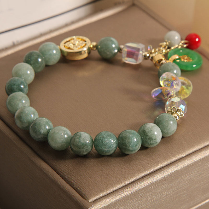 Nimara Ritual Strawberry Quartz Jade Fu Character Charm Healing Bracelet