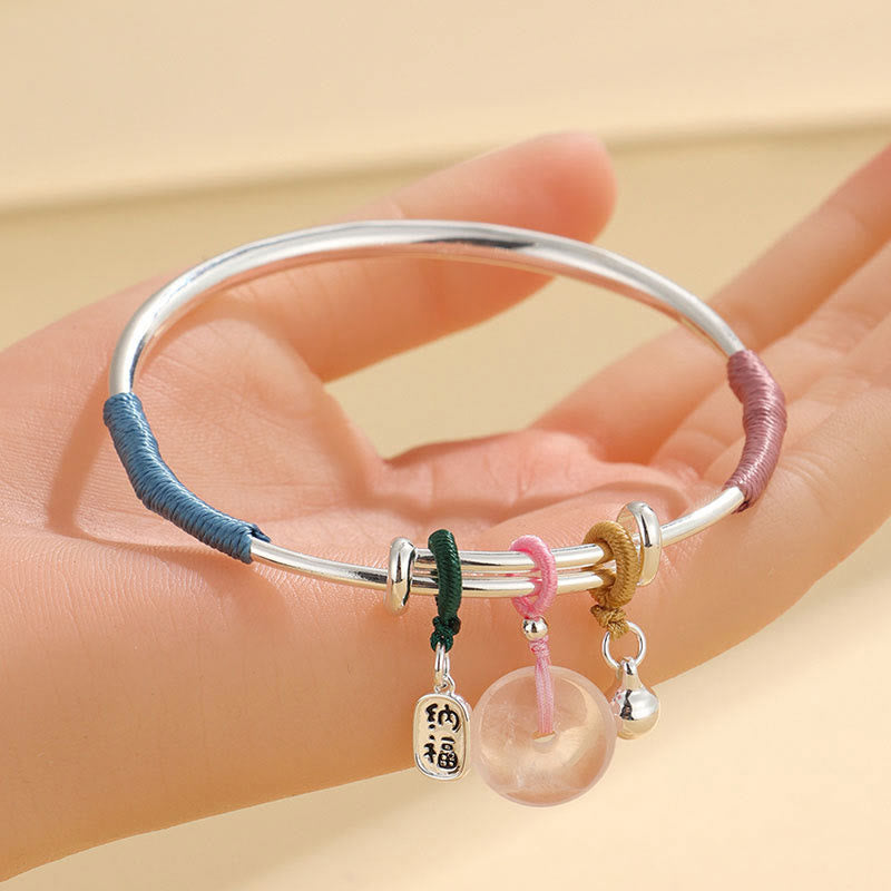 Nimara Ritual Pink Crystal Peace Buckle Lucky Flower Love Bracelet Bangle