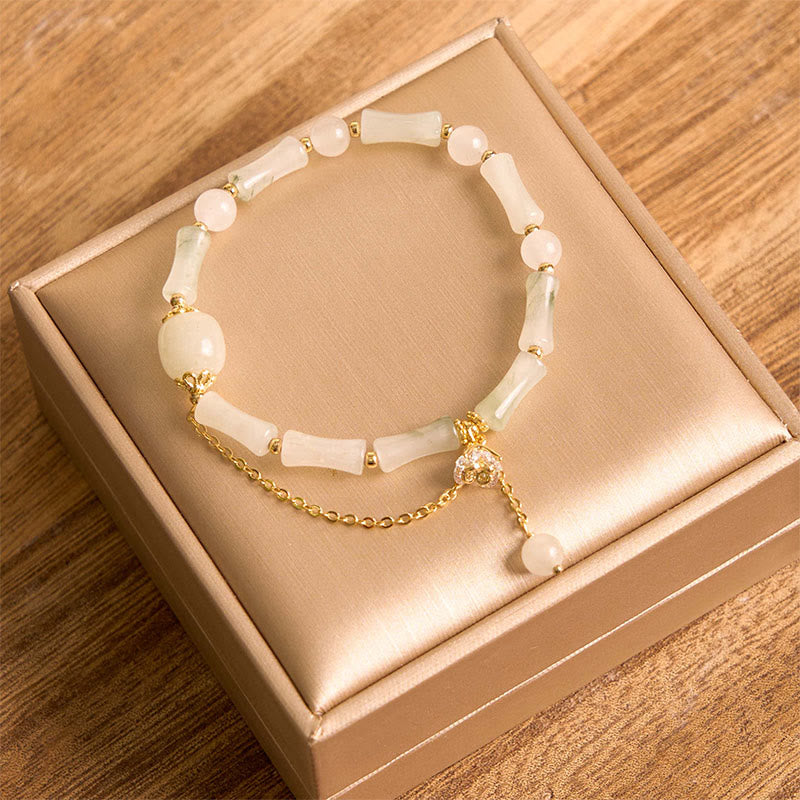 Nimara Ritual Tianshan White Jade Bamboo Pattern Luck Blessing Bracelet