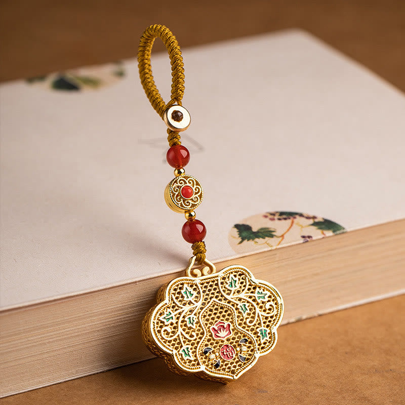 Nimara Ritual Lock of Good Wishes Fu Character Luck Blessing Key Chain