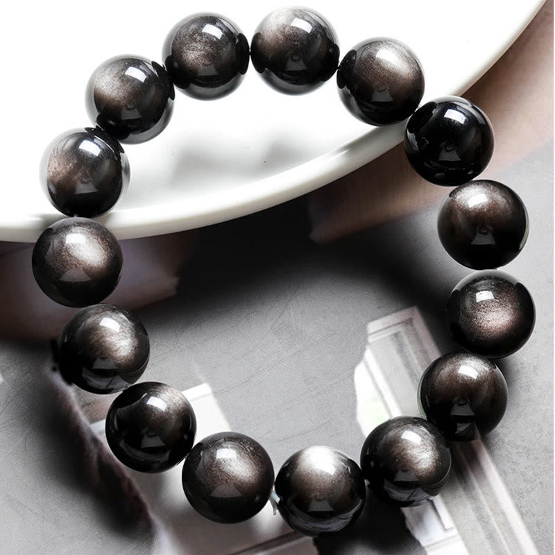 Nimara Ritual Natural Silver Sheen Obsidian Soothing Protection Bracelet