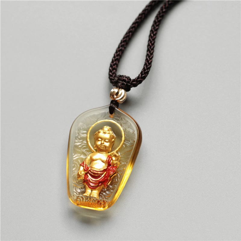 Nimara Ritual Tibetan Buddha Liuli Crystal Serenity Necklace Pendant