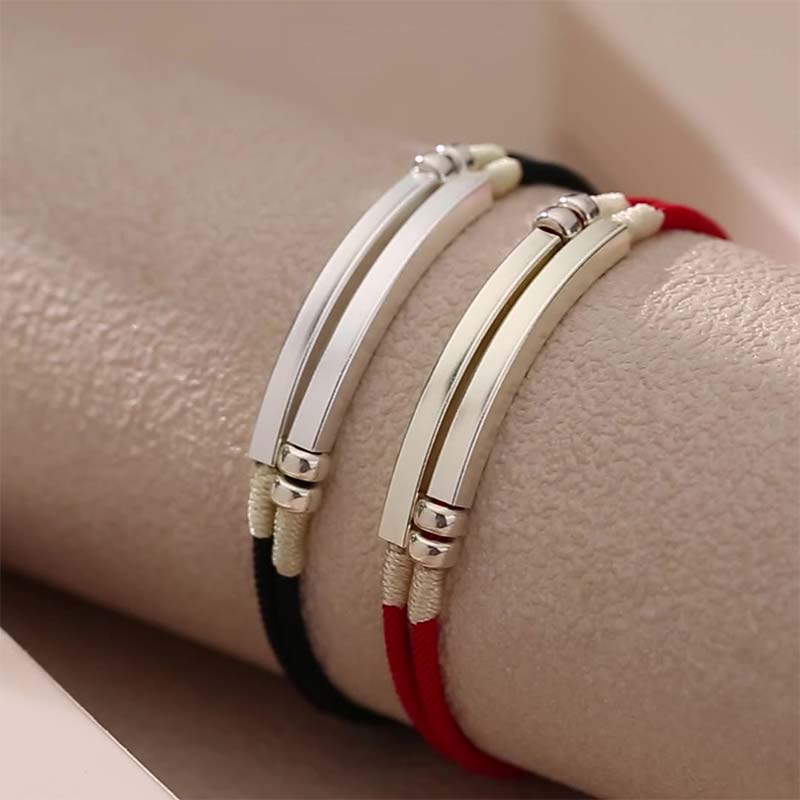 Nimara Ritual 925 Sterling Silver Red String Layered Braid Bracelet