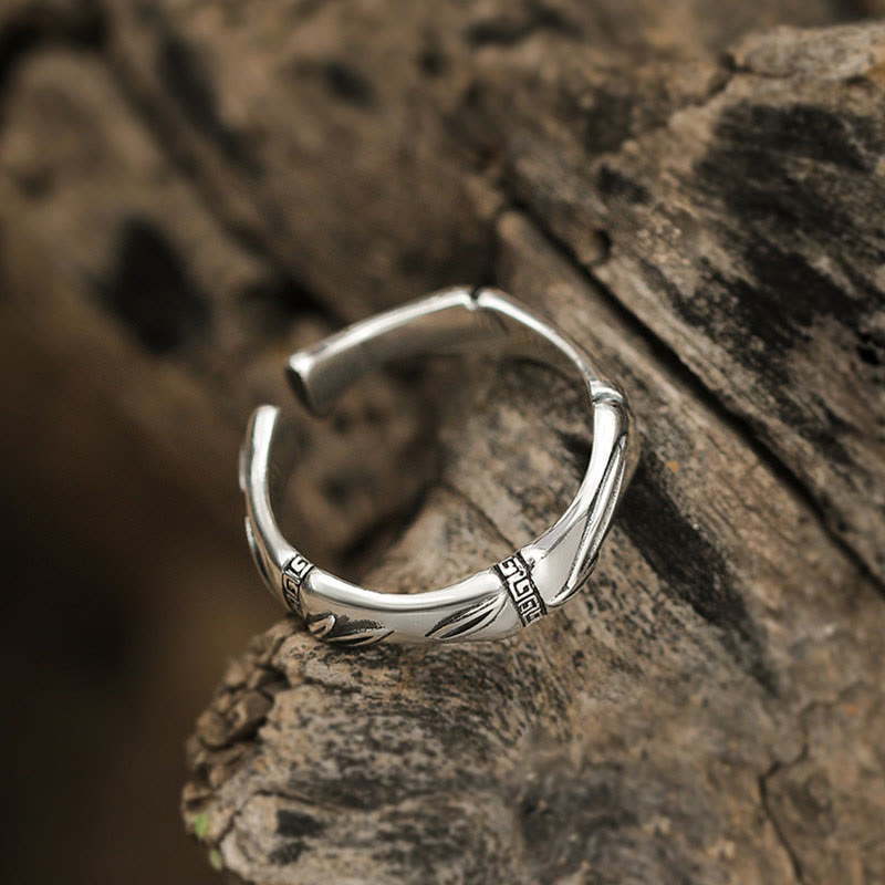 Nimara Ritual Simple Bamboo Design Copper Luck Wealth Adjustable Ring