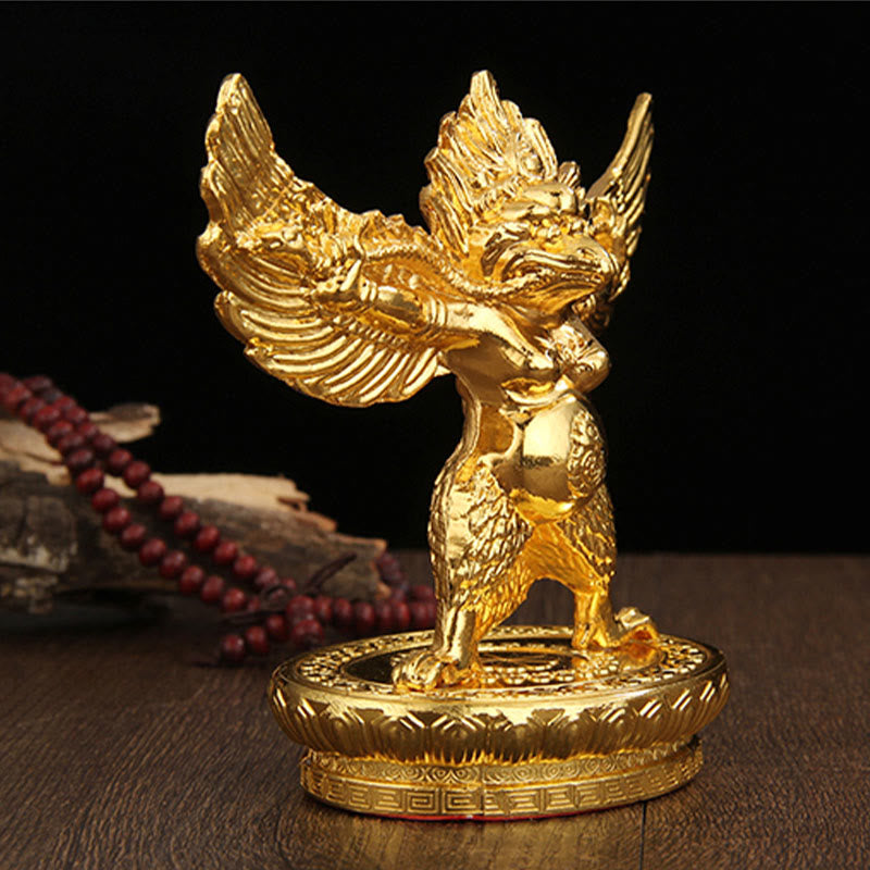 Nimara Ritual Tibetan Gold Garuda Bird Alloy Protection Home Decoration