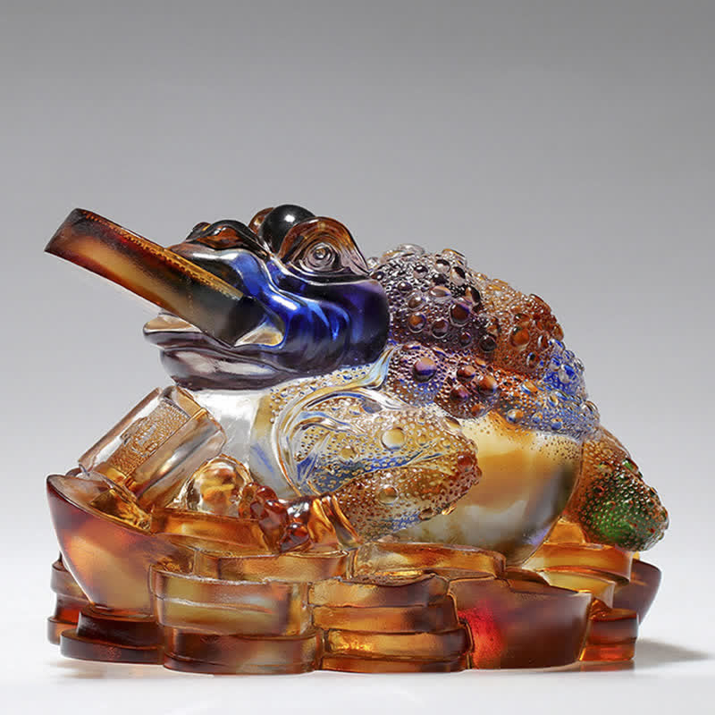 Nimara Ritual Feng Shui Frog Handmade Liuli Crystal Art Piece Wealth Home Office Decoration