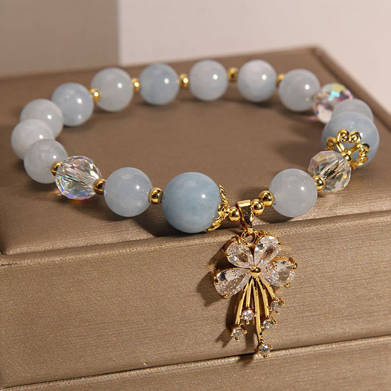 Nimara Ritual Aquamarine Pink Crystal Healing Zircon Butterfly Charm Bracelet