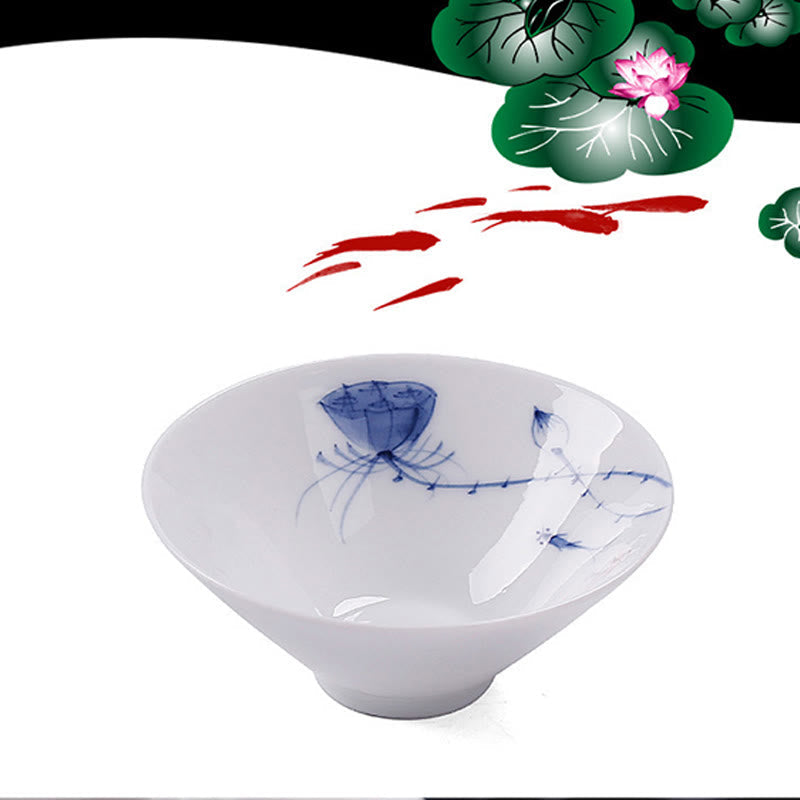 Nimara Ritual Vintage Plum Orchid Bamboo Chrysanthemum Lotus Koi Fish Ceramic Teacup Kung Fu Tea Cups