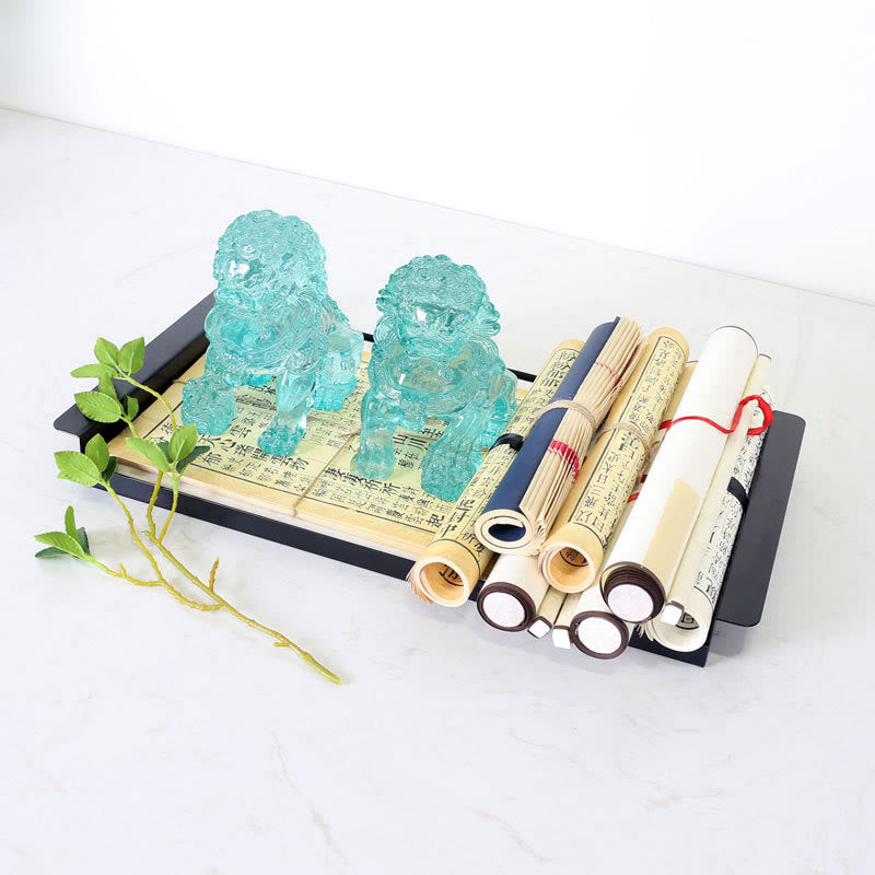 Nimara Ritual 2Pcs Lion Statue Courage Strength Resin Home Office Decoration