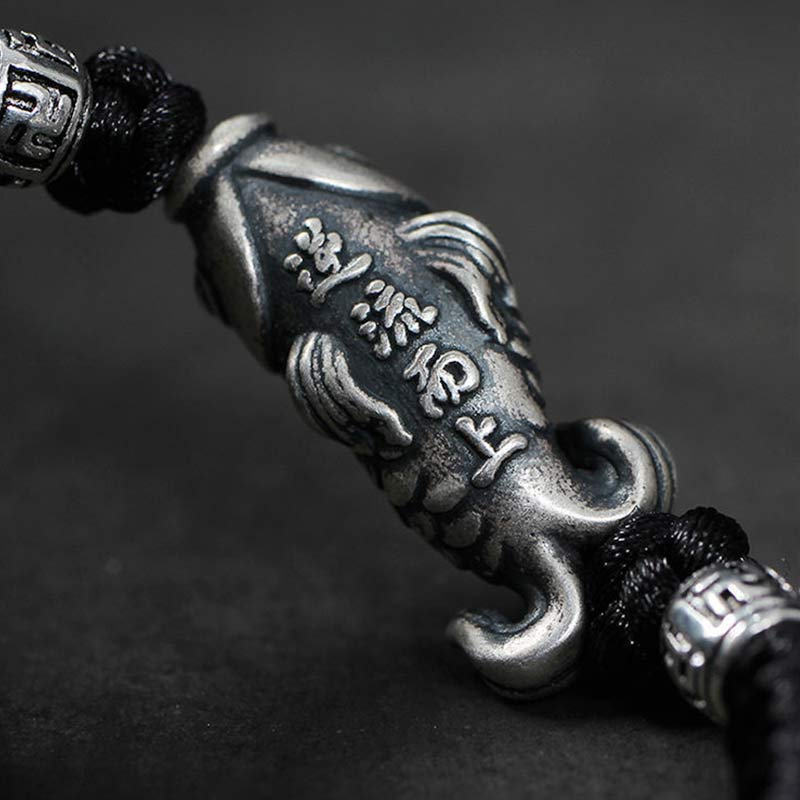 Nimara Ritual Silver Luck Koi Fish Braided String Bracelet