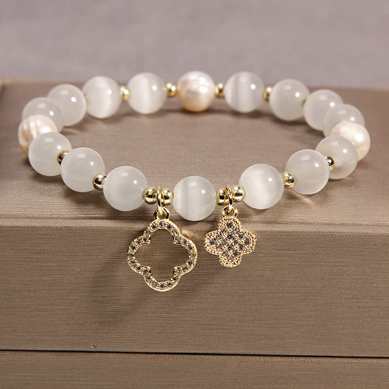 Nimara Ritual Cat's Eye Lovely Cat Pattern Pearl Love Charm Bracelet