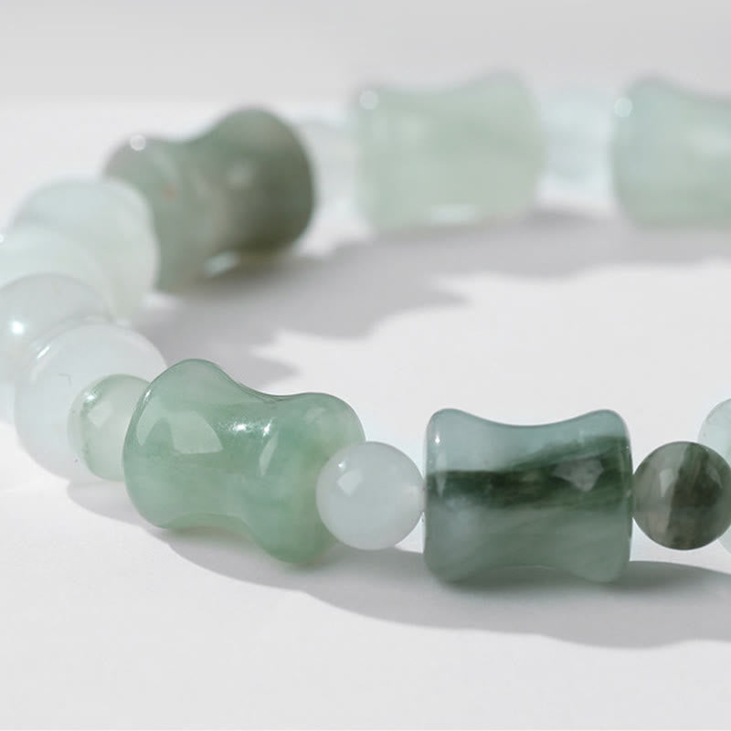 Nimara Ritual Jade Coconut Shell Bamboo Pattern Abundance Luck Bracelet