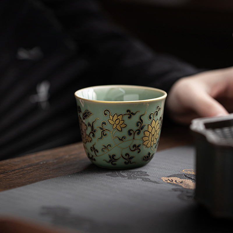 Nimara Ritual Butterfly Flower Lotus Koi Fish Plum Blossom Ceramic Teacup Kung Fu Tea Cup 100ml