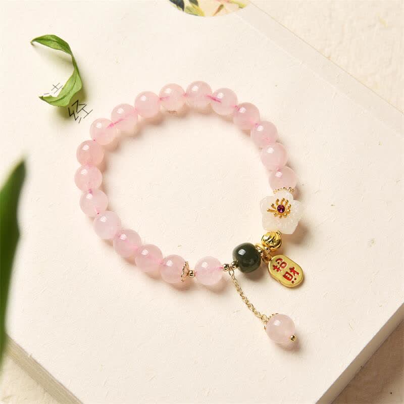 Nimara Ritual Natural Pink Crystal Jade Flower Warm Love Bracelet