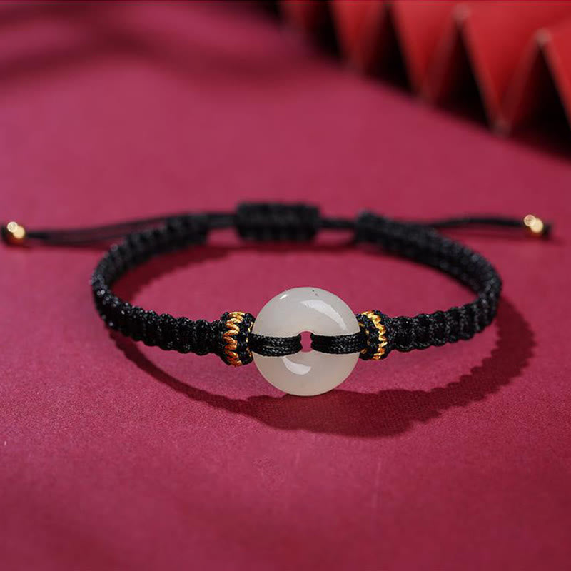 Nimara Ritual Peace Buckle Jade Abundance Braided Bracelet