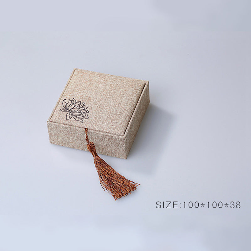 Nimara Ritual Lotus Pattern Jewelry Storage Box Gift Box Tassels