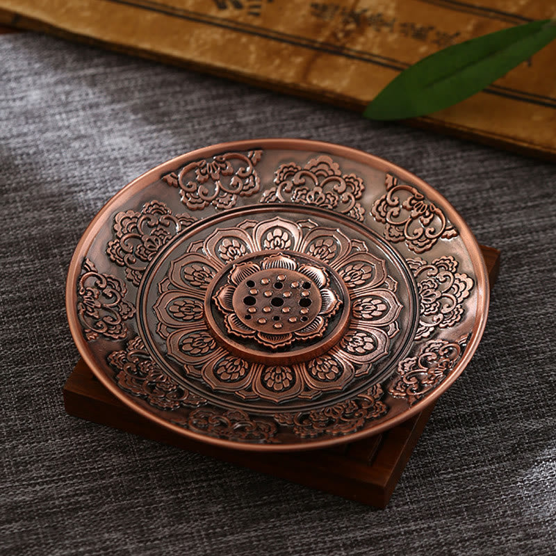 Nimara Ritual Lotus Dragon Phoenix Eight Auspicious Symbols Zinc Alloy Incense Stick Holder Healing Incense Burner Decoration