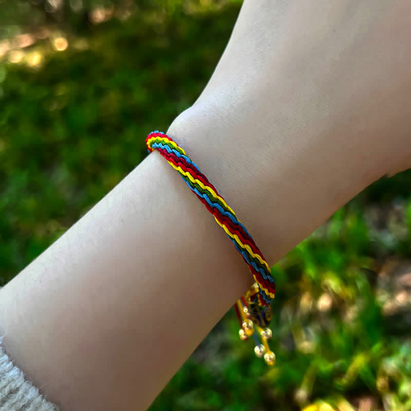 Nimara Ritual Gold Swallowing Beast Family Luck Reincarnation Knot Colorful String Bracelet