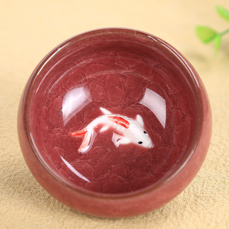 Nimara Ritual Cute Koi Fish Ceramic Teacup Kung Fu Tea Cup Bowl 45ml