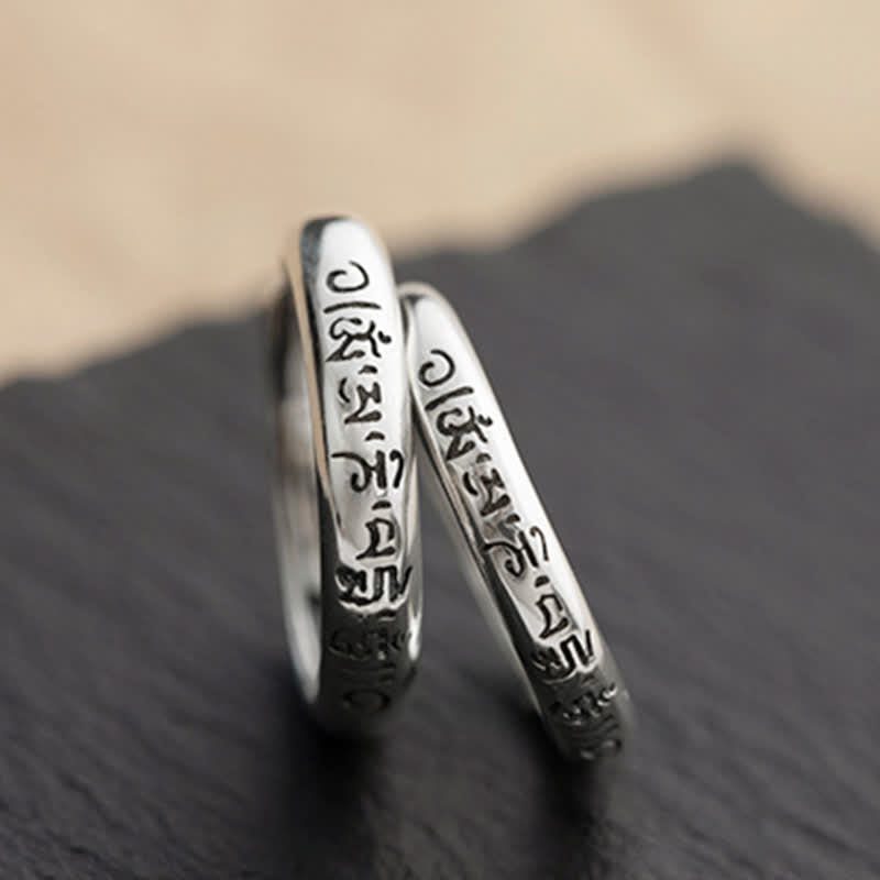 Nimara Ritual 990 Sterling Silver Six True Words Om Mani Padme Hum Love Peace Ring