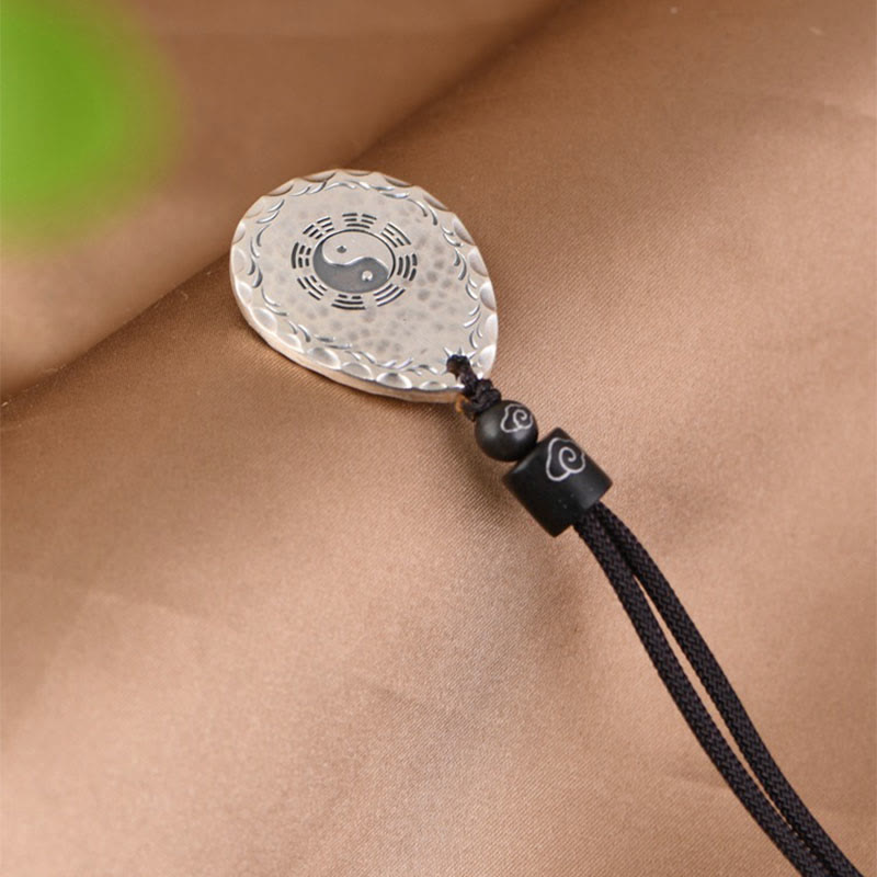 Nimara Ritual Vintage 999 Sterling Silver Yin Yang Bagua Water Drop Design Balance Harmony Necklace Pendant