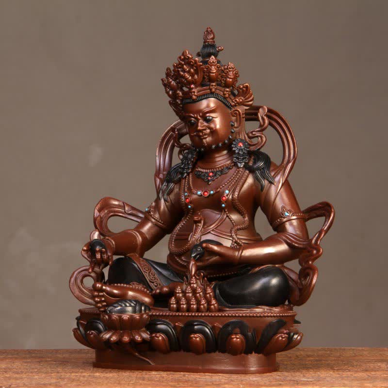 Nimara Ritual Yellow Jambhala Bodhisattva Figurine Compassion Copper Statue Home Office Decoration