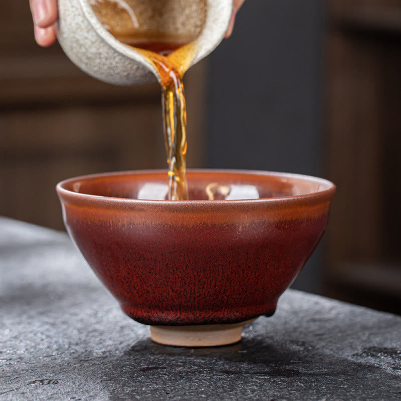 Nimara Ritual Vintage Red Brown Chinese Jianzhan Porcelain Teacup Kung Fu Tea Cup