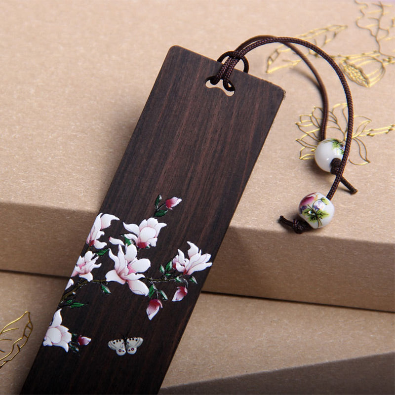 Nimara Ritual Butterfly Flower Ebony Wood Bookmarks With Gift Box