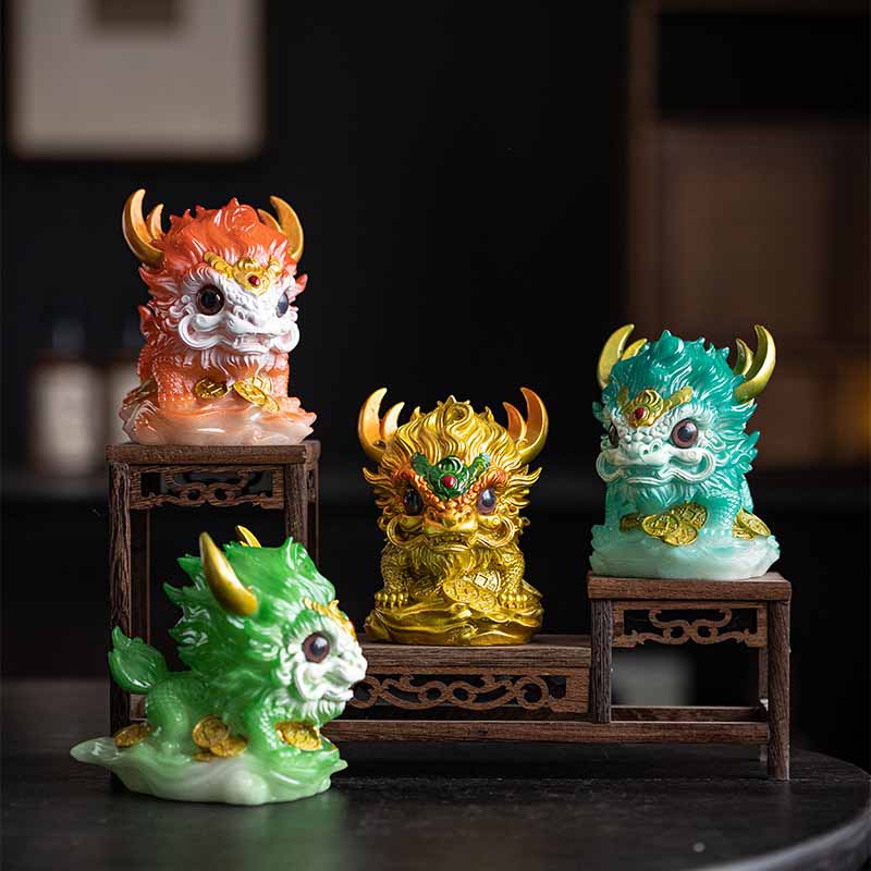 Nimara Ritual Color Changing Small Kirin Resin Tea Pet Home Figurine Decoration