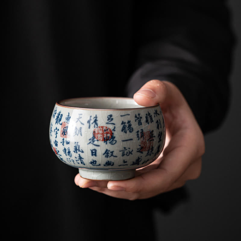 Nimara Ritual Mountain Landscape Lotus Orchid Pavilion Gathering Ceramic Teacup Kung Fu Tea Cup