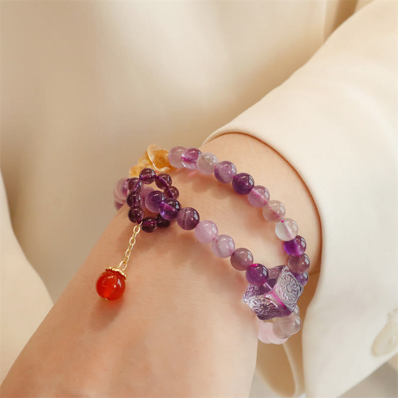 Nimara Ritual Natural Amethyst Citrine Positive Transformation Double Wrap Bracelet