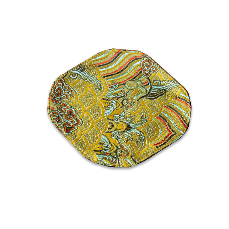 Nimara Ritual Sea Wave Bamboo Plum Blossom Brocade Embroidery Cup Mat Pad Tea Cup Coaster Kung Fu Tea Mat
