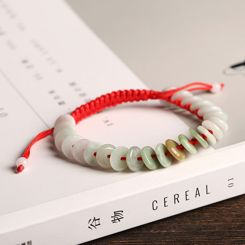 Nimara Ritual Natural Round Jade Luck Red String Protection Bracelet