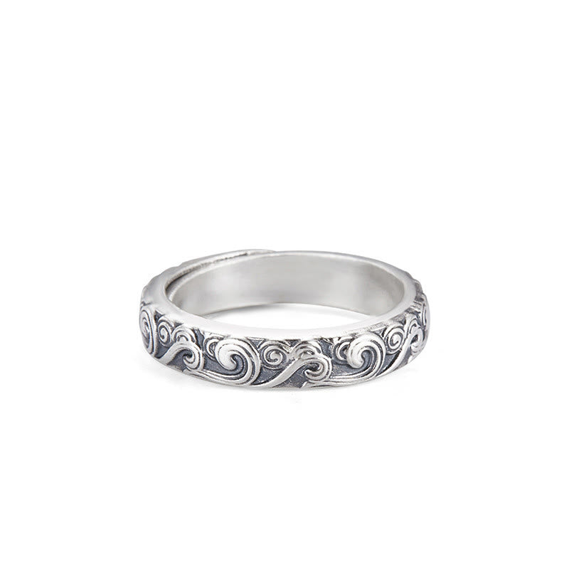 Nimara Ritual 999 Sterling Silver Auspicious Clouds Engraved Blessing Adjustable Ring