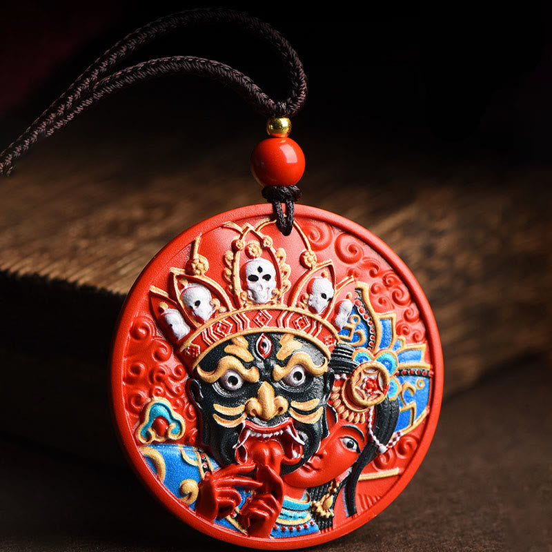Nimara Ritual Zakiram Goddess of Wealth Painted Cinnabar Blessing Necklace Pendant