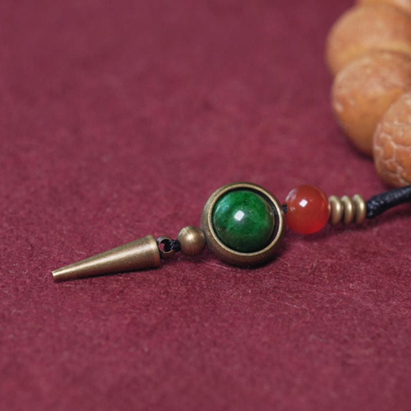 Nimara Ritual Tibet Bodhi Seed Dzi Bead Peace Charm Wrist Mala Bracelet